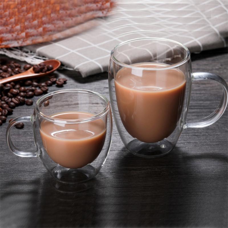 250ML Double Wall Insulated Glass Coffee Mugs Tea Cups for Espresso Latte