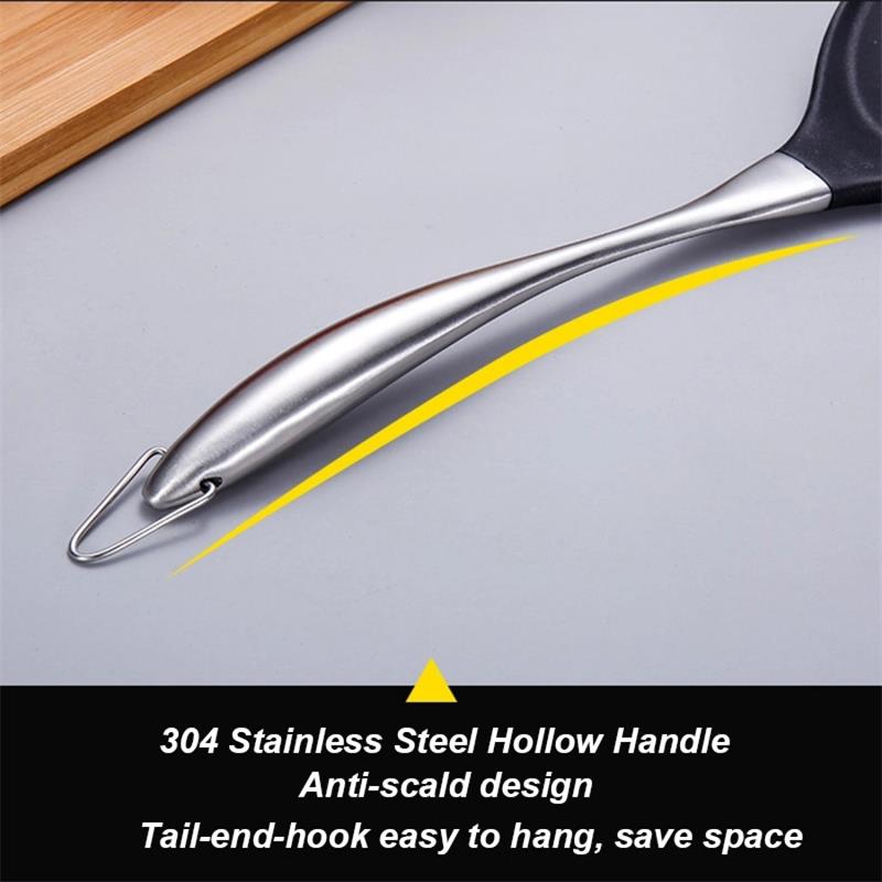 Stainless Steel Hollow Hand Grip Non-stick 260 Degrees Celsius Heat Resistant Silicone Rubber Cooking Kitchen Utensils Set of 4