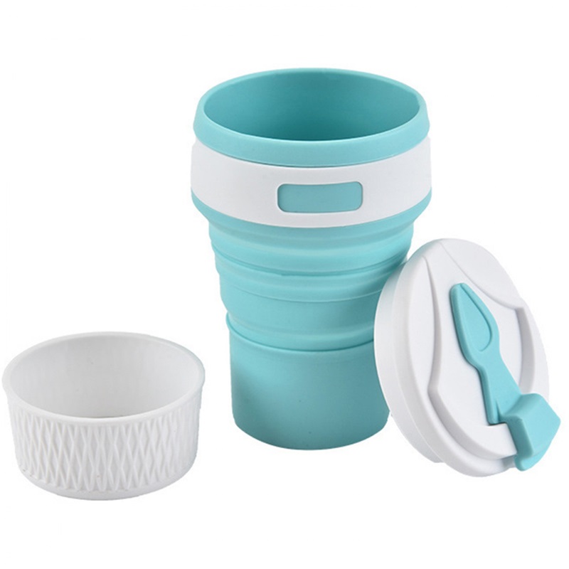 350ml Students Outdoors Travel Portable Collapsible Folding Drinking Water Coffee Mug With lid BPA Free Foldable Silicon Cup