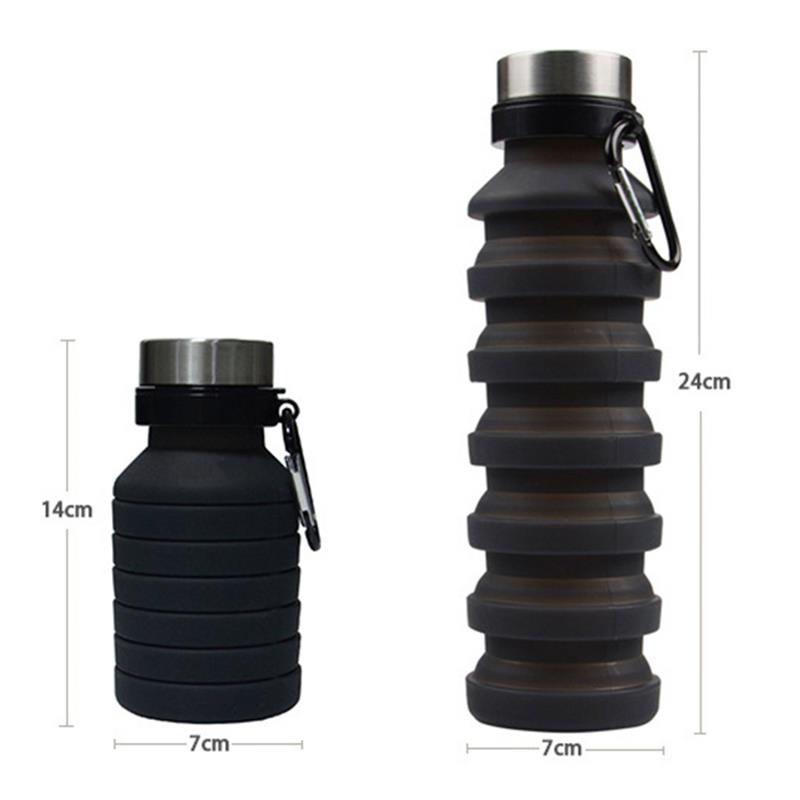 550ml BPA Free FDA Outdoor Sports Travel Gym Camping Hiking Leak Proof Portable Foldable Collapsible Silicone Water Bottle