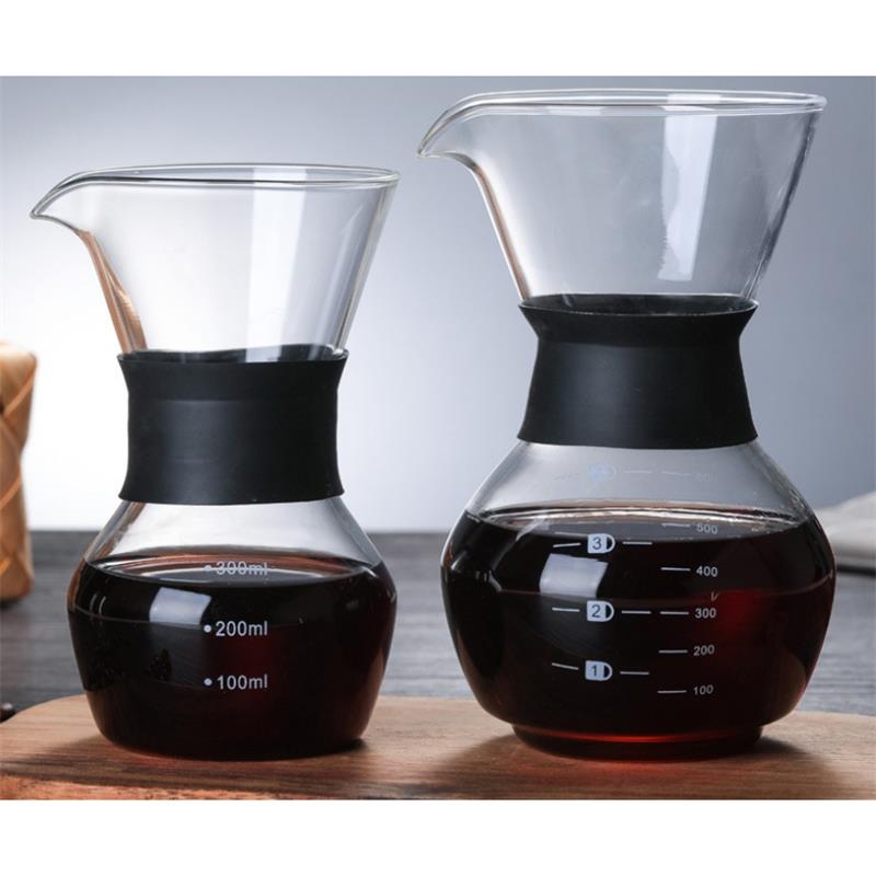 600ml/20oz glass coffee sharing pot with silicone hand protector sleeve