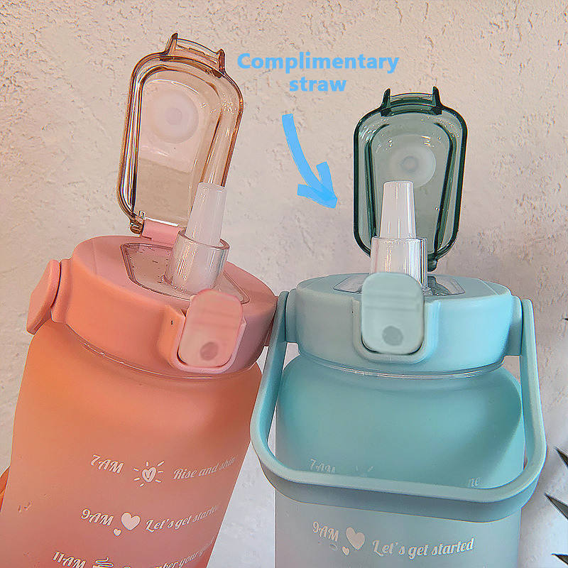 2 Liters Water Bottle Motivational Drinking Bottle Sports Tiktok Water Bottle Portable Reusable Plastic Cups