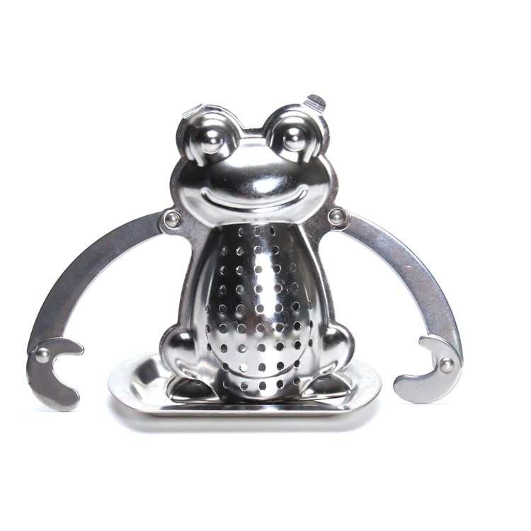 Promotional Stainless Steel Frog Shape Tea Infuser Lovely Animal deeper herbal tea strainer for single cup of tea
