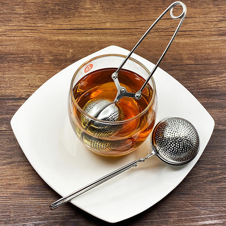 Snap Ball Tea Strainer Loose Leaf Tea Fine Mesh Filter Stainless Steel Ball Shape Tea Infuser with Handle
