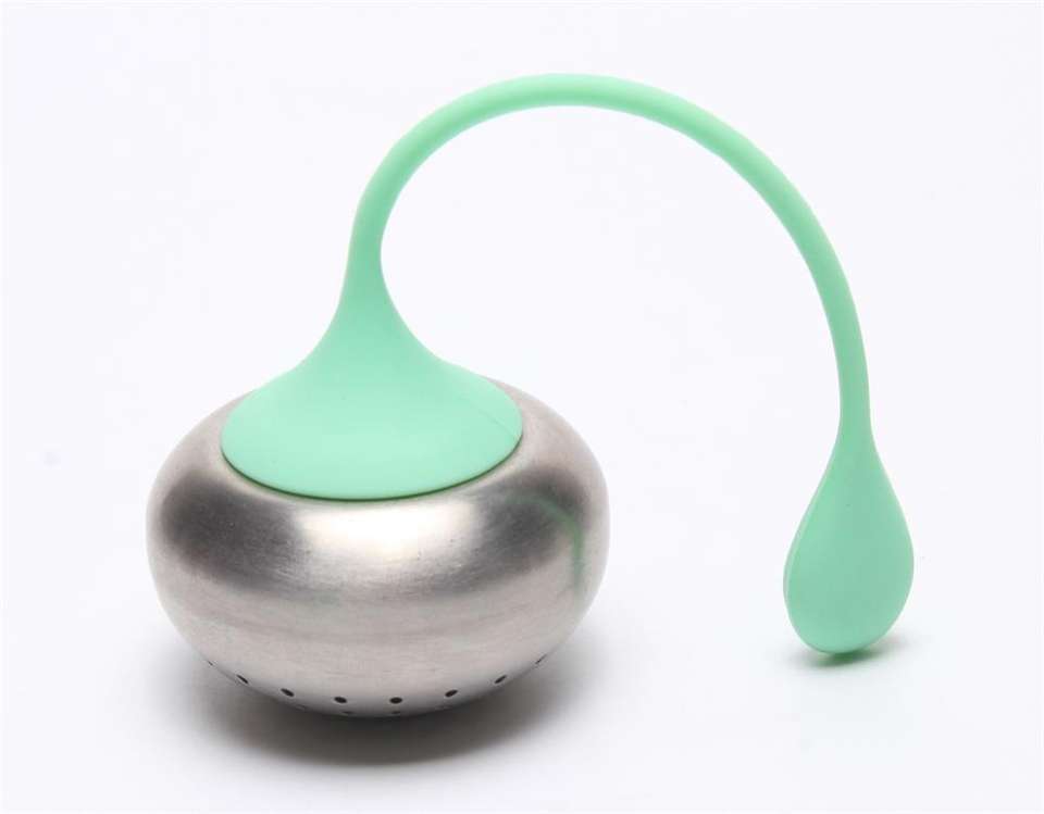 Newest Design Creative Flat Spherical Stainless Steel & Silicone Tea Strainer