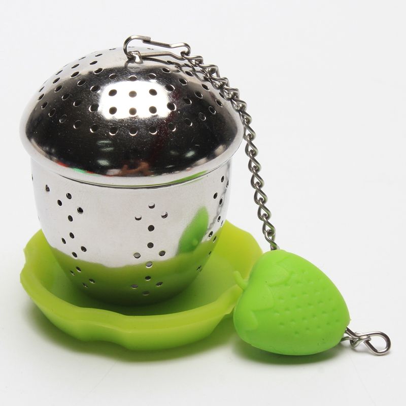 Custom Logo Mushroom Stainless Steel Tea Strainer Silicone Drip Tray Tea Infuser Loose Leaf Tea Filter