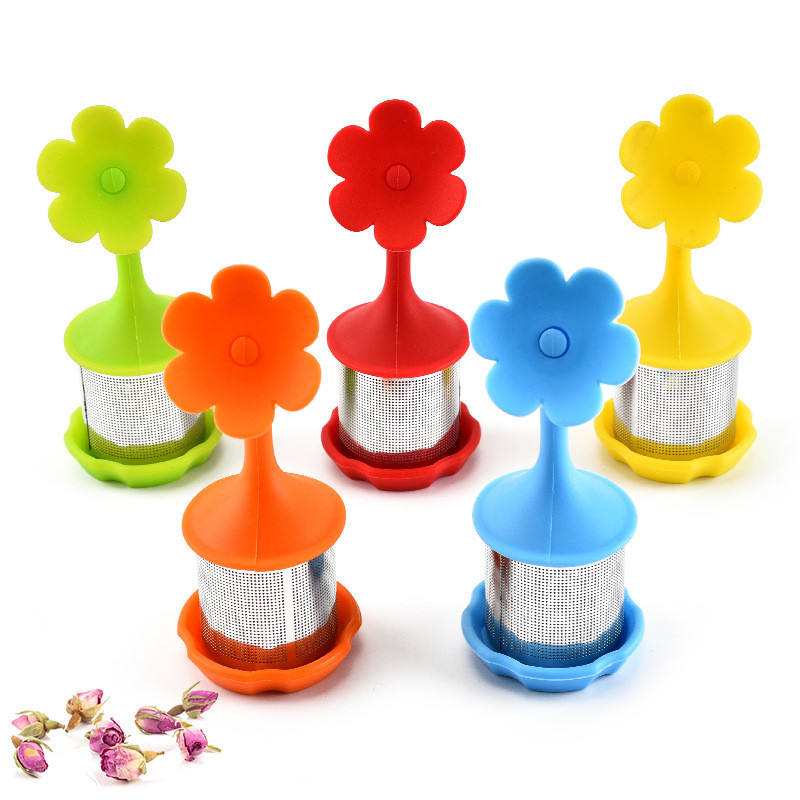 Flower Tea Infuser Stainless Steel Tea Ball Herbal Spice Filter Kitchen Tools Leaf Tea Strainer Brewing Device