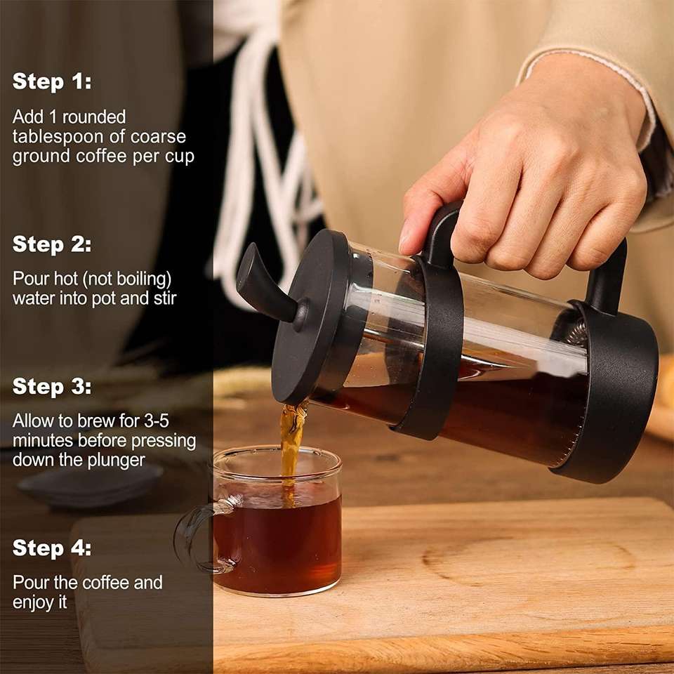 1000ml French Press Light weight Durable High Borosilicate Carafe Maker