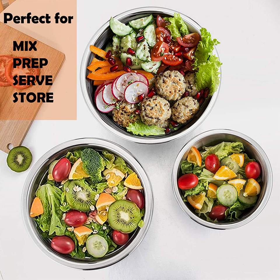 Top Seller Mixing Bowl Stainless Steel Nesting Salad Bowl with Lid