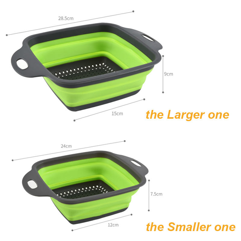 2 Size per Set Food-Grade Silicone Kitchen Strainer Space-Saver Folding Strainer Colanders Plastic Collapsible Colander
