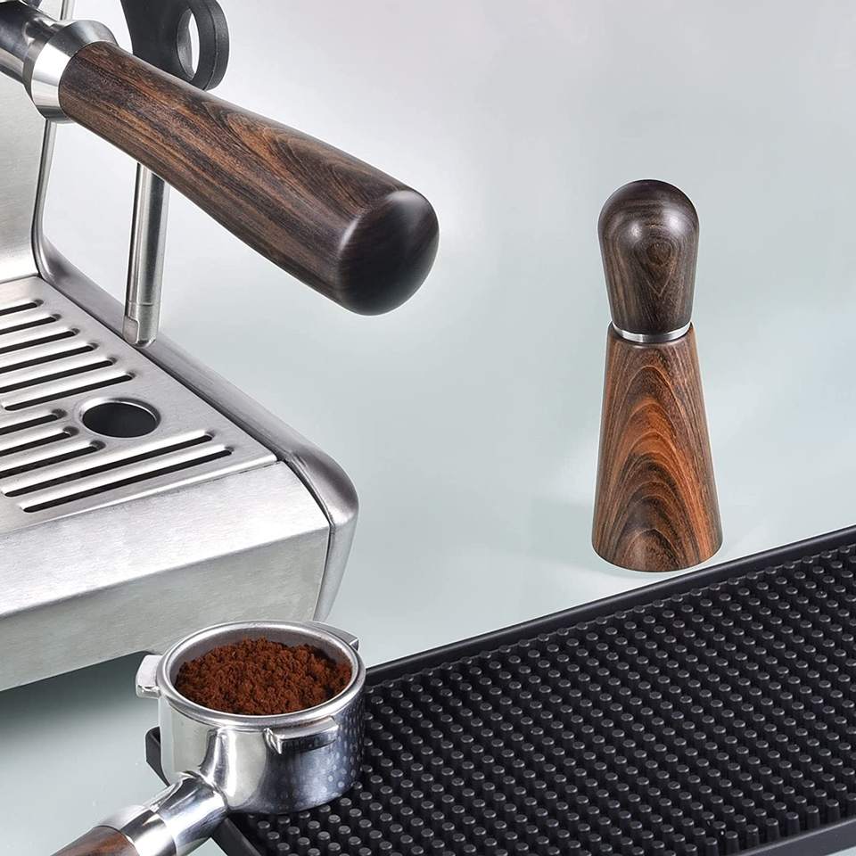 Espresso Coffee Stirrer for Espresso Distribution,Natural Wood Handle and Stand