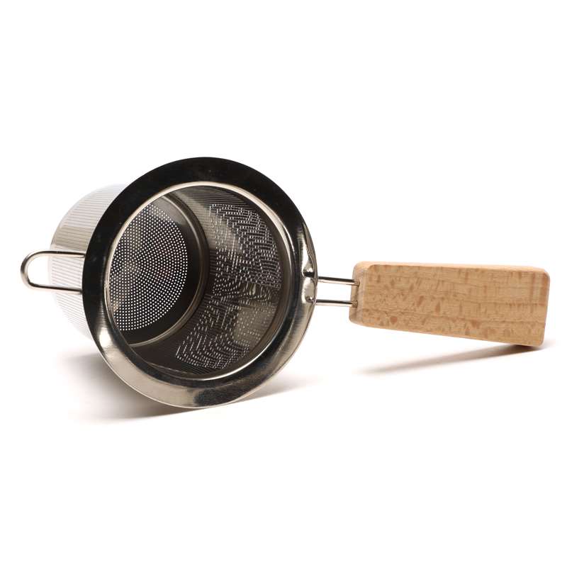 LFGB Approved High Quality 304 Stainless Steel Tea Strainer with Wood Handle