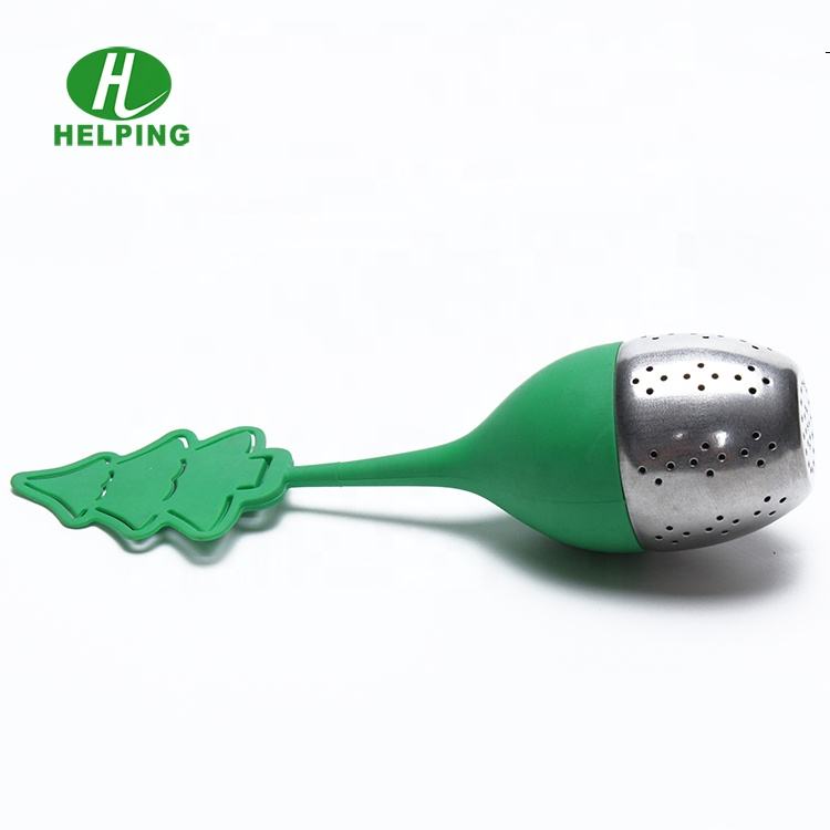 Easy Brewing Stainless Steel Green Christmas Tree Shape Tea Strainer Infuser for Tea Leaves