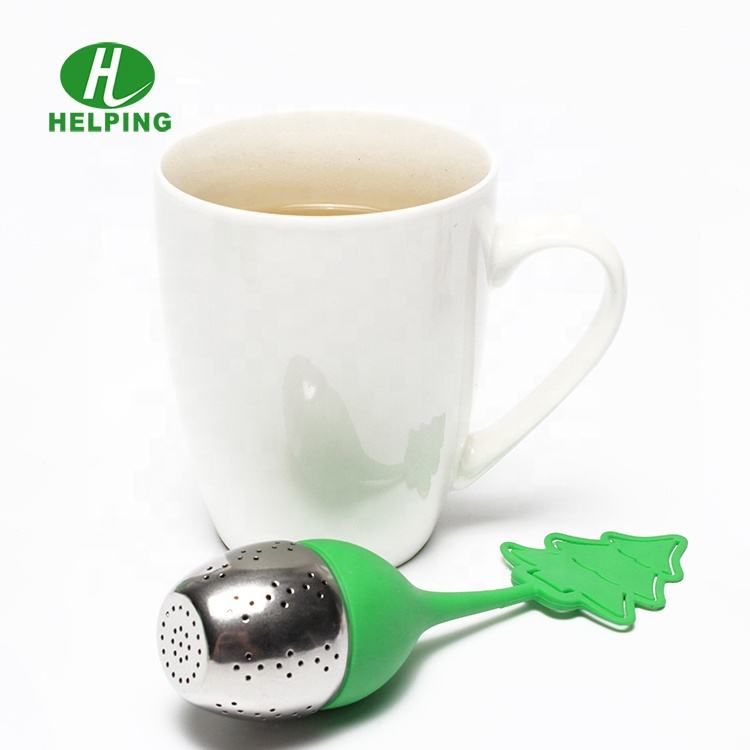 Easy Brewing Stainless Steel Green Christmas Tree Shape Tea Strainer Infuser for Tea Leaves