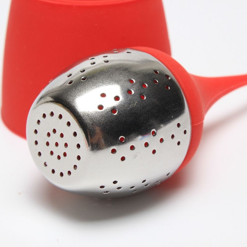 Teardrop-shaped Silicone Handle Tea Infuser 304 Stainless Steel Tea Strainer