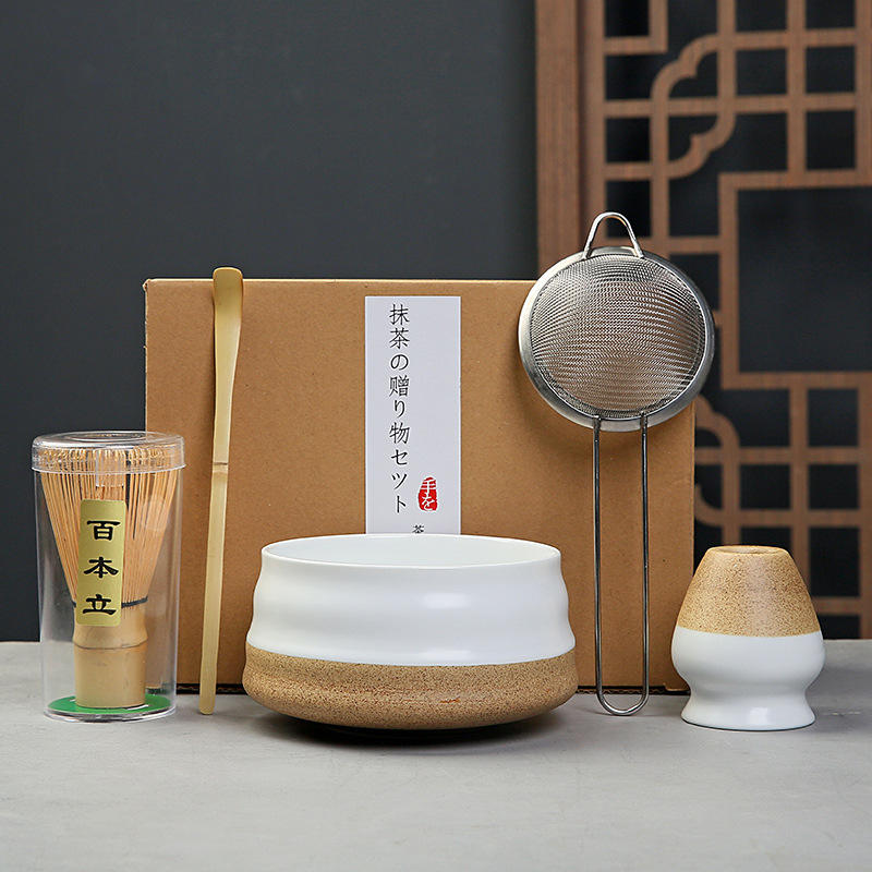  Hot Selling Easy Use Match Whisk Matcha Filter Porcelain Ceramic Matcha Bowl Gift Set