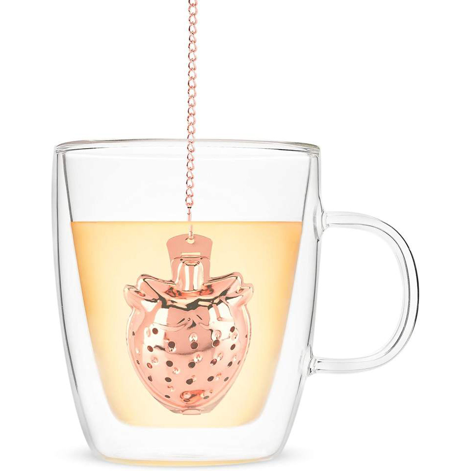 Rose Gold Strawberry Tea Infuser Food Safe Stainless Steel Coffee & Tea Tools Filtering Tool for Making Tea