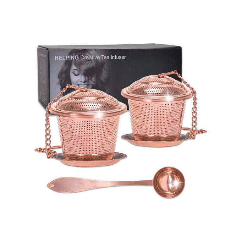 Tea Strainer Infusers Set Tea Tools Stainless Steel Fine Mesh Tea Sieve Steeper with Spoon and Drip Trays