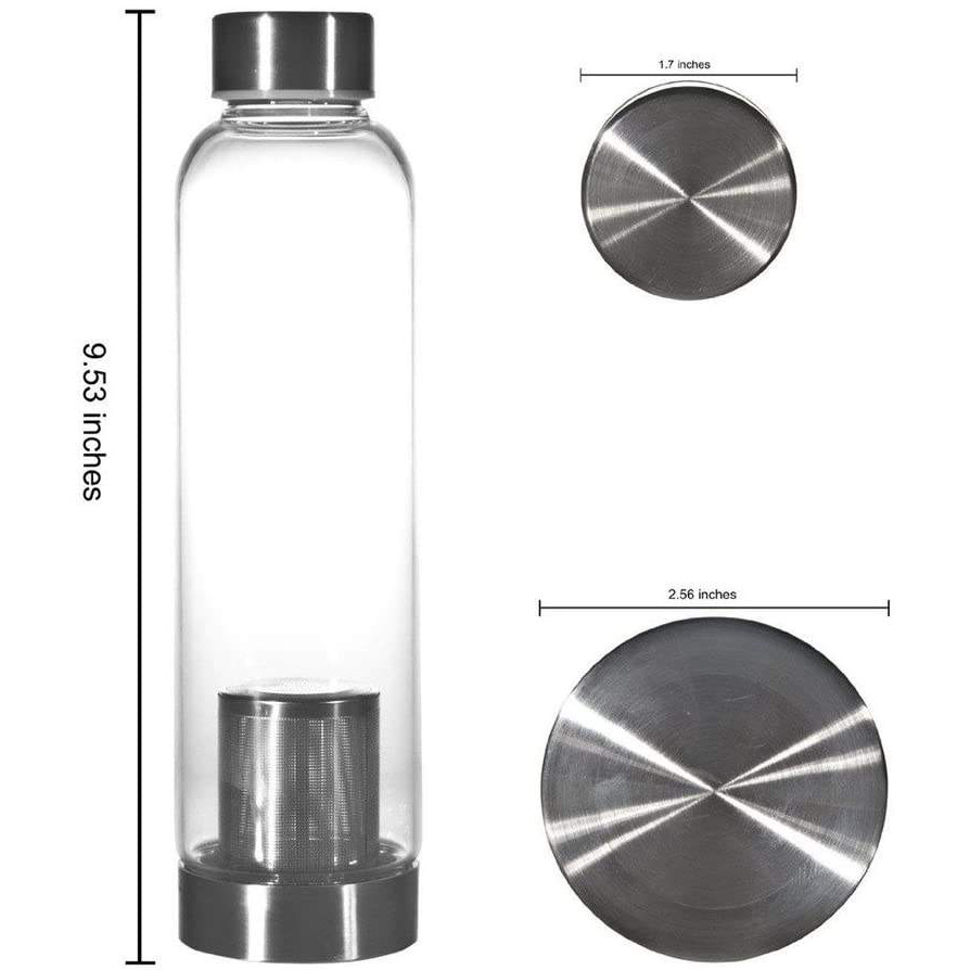 550ml Drinking Bottles Glass Water Bottle with Tea Infuser Nylon Sleeve 18.5oz Applicable for Boiling Water Direct Drinking