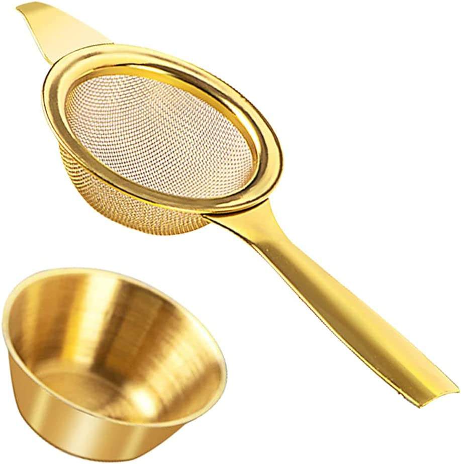 Golden Stainless Steel Tea Filter Kung Fu Tea Accessories Mesh Tea Infuser with Long Handle