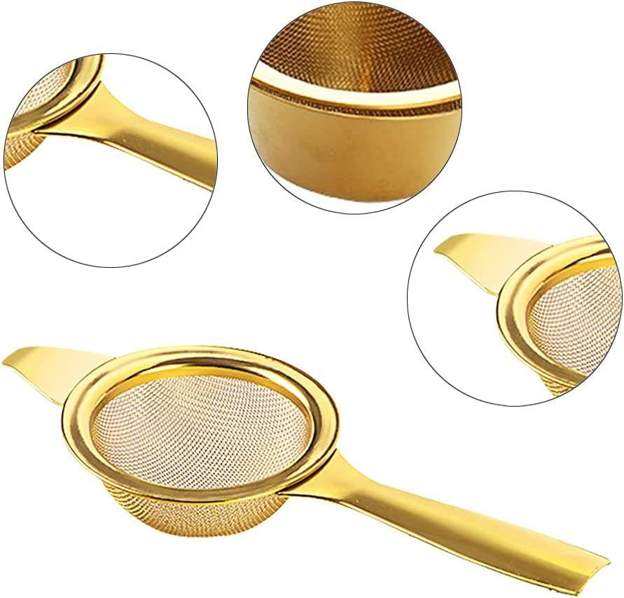 Golden Stainless Steel Tea Filter Kung Fu Tea Accessories Mesh Tea Infuser with Long Handle