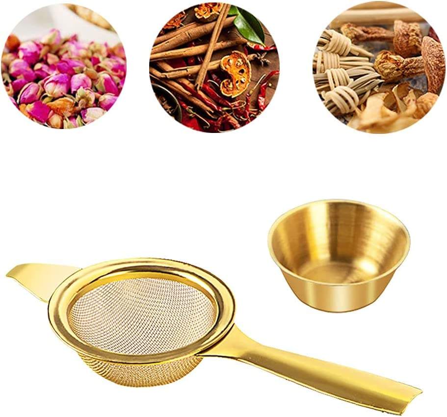 Golden Stainless Steel Tea Filter Kung Fu Tea Accessories Mesh Tea Infuser with Long Handle