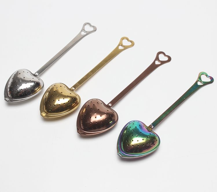 Colored Heart Shape Stainless Steel Loose Leaf Tea Infuser Spoon Hot Sale Heart Tea Spoon